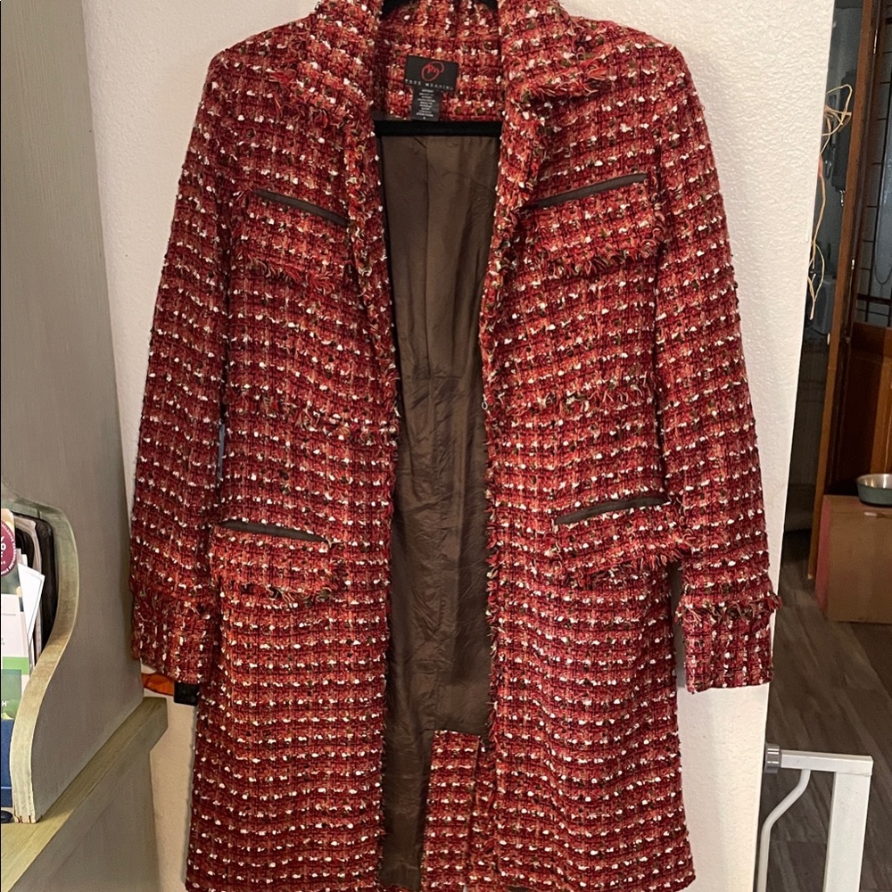True Meaning Red Tweed Teddy Jacket